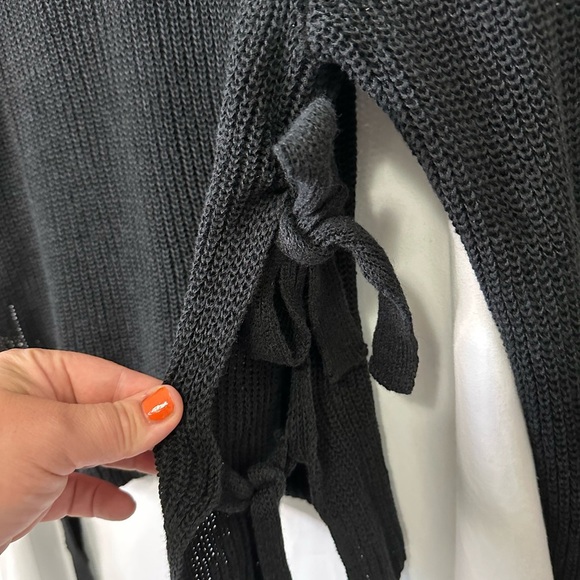 Loft Black Knit Sweater with Side Ties long sleeve size small - Picture 5 of 9